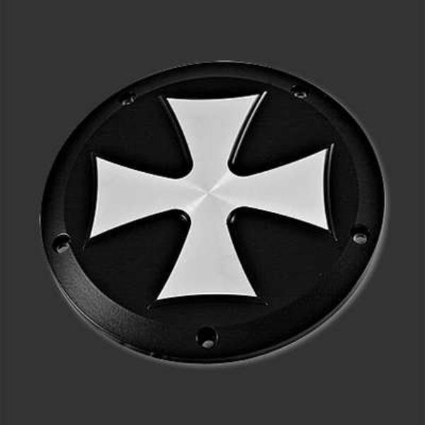 Iron Cross Derby Deckel Schwarz pulverbeschichtet für Twin Cam Modelle